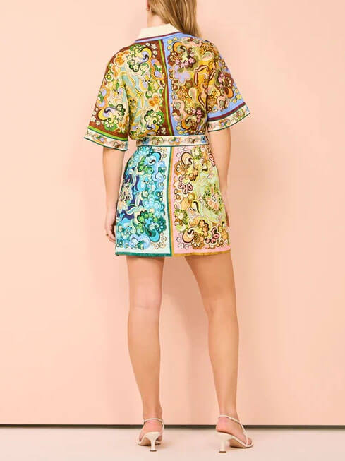 Satin Print Special Mini Dress
