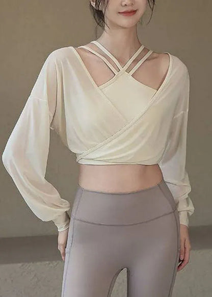 White Thin Breathable Sports Yoga Top