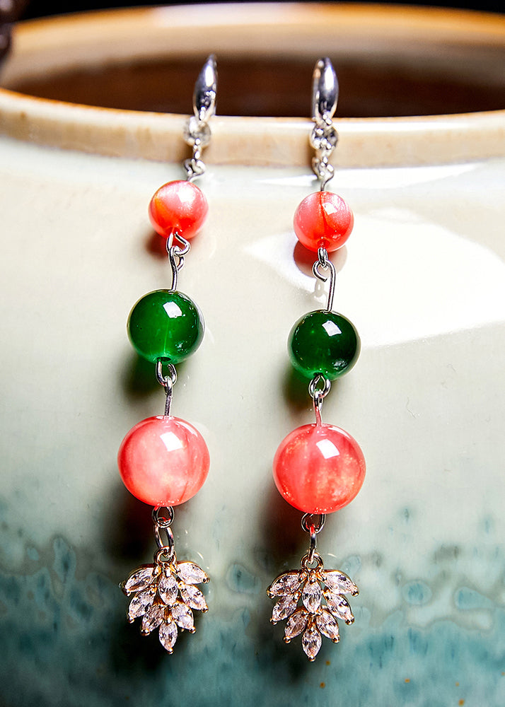 Fine Turquoise Grape Shape Zircon Drop Earrings