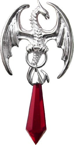 Dragonet Dragon With Red Crystal Pendant Necklace