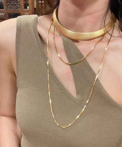 Diy Gold Stainless Steel Bilayer Sweater Necklace
