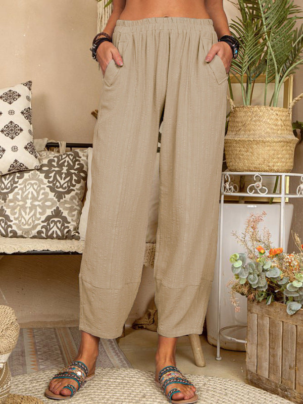 Color Loose Cotton Linen Pants Home Harem Pants