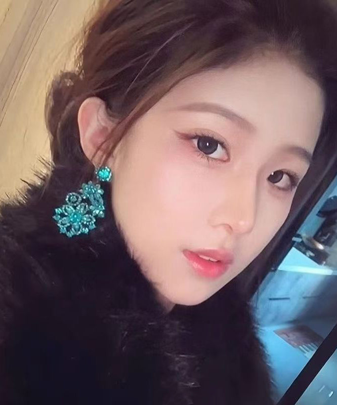 Blue Alloy Zircon Drop Earrings