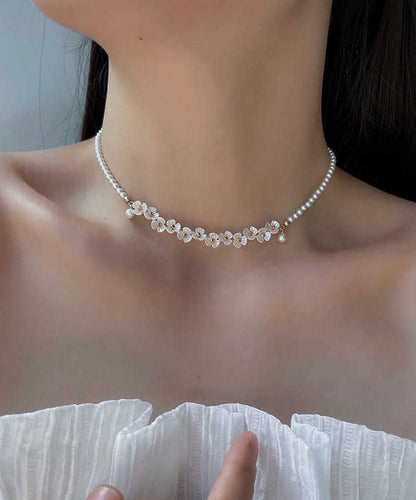 Classy White Alloy Pear Gratuated Bead Necklace