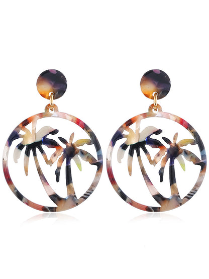 Coconut Tree Leopard Print Beach Earrings