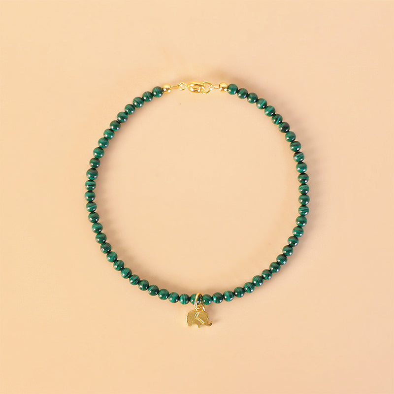 Buddha Stones Natural Malachite Elephant Anti-anxiety Charm Bracelet