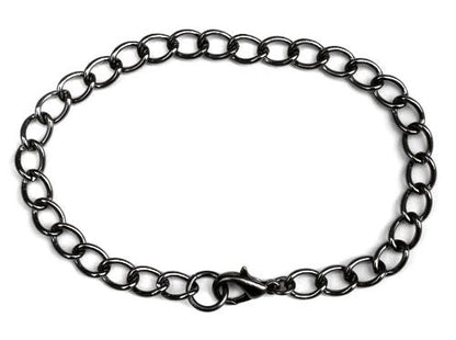 Gunmetal 6mm Curb Bracelet Chain - 8 Inches