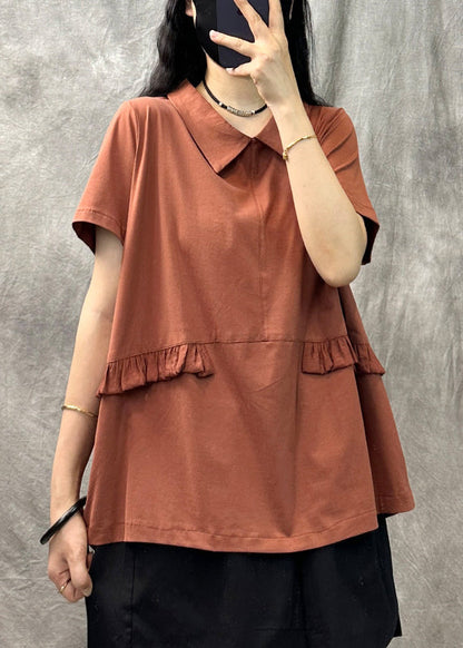 Yellow Green Square Collar Ruffled Patchwork T Shirt Summer