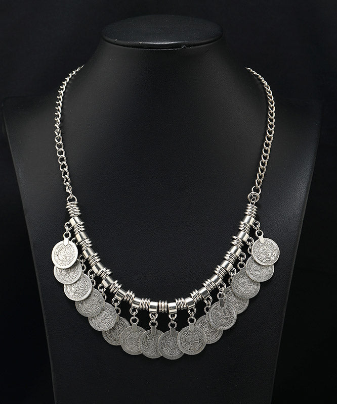 Silk Sterling Silver Tassel Coin Pendant Necklace