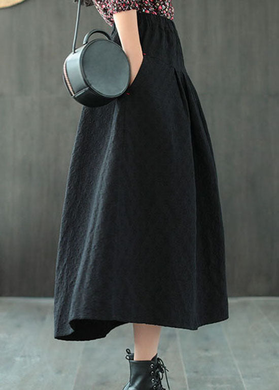 Black Jacquard Patchwork Loose a Line Skirt Spring