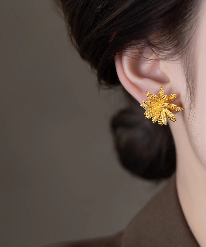 Stylish Gold Copper Alloy Ear of Wheat Stud Earrings
