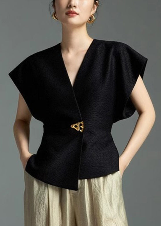 Black Shirt Asymmetrical Sleeveless