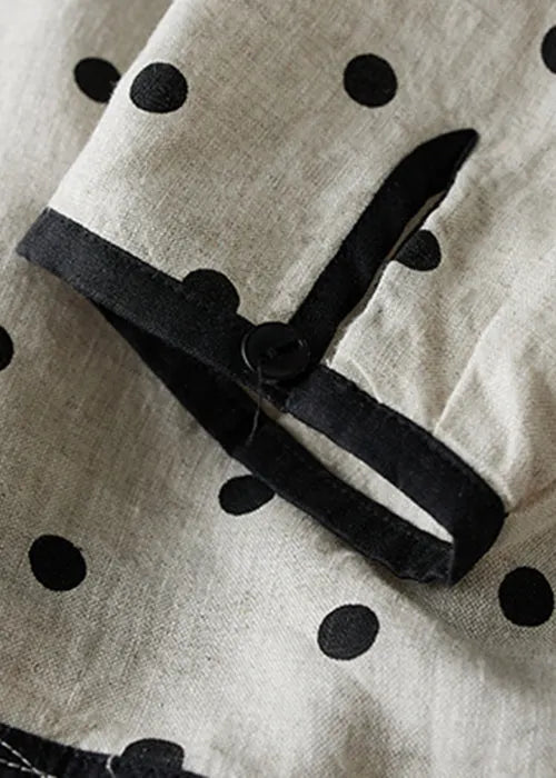 Art O Neck Dot Button Cotton Shirts Spring