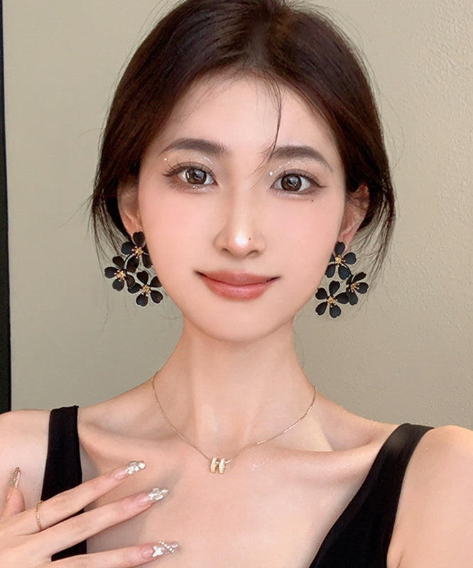 Oversize Black Sterling Silver Alloy Stud Earrings