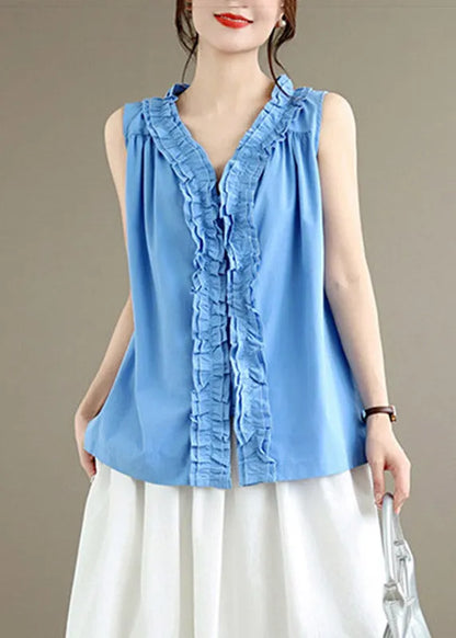 Blue Tops V Neck Summer