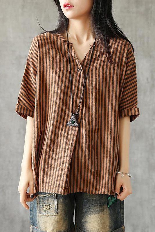 Limited Stock- Single Button Stripe Summer T-shirt