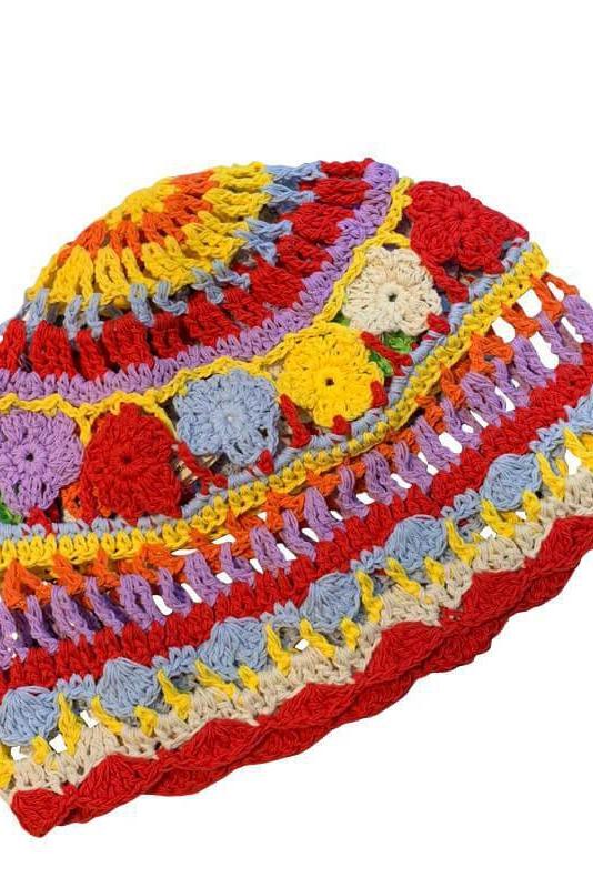 Multicolor Knitted Hollow Out Hat