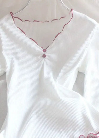 Red Ruffled Long Sleeve Loose Fitting Workout Tops