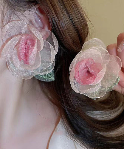 Red Organza Leaf Duck Beak Hairpin