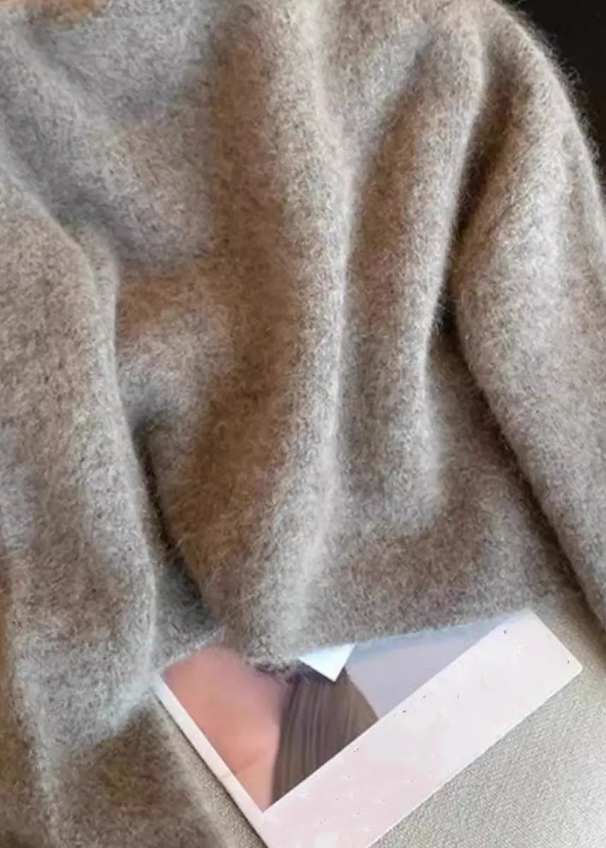 Art Grey Zip Up Double Breast Knit Coats Spring