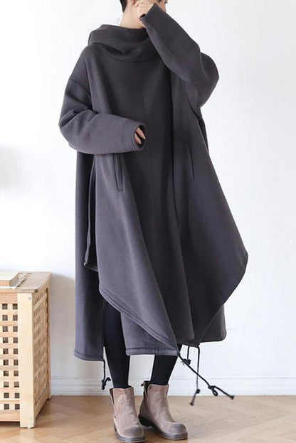 Drawstring Irregular Hem Cotton Dress