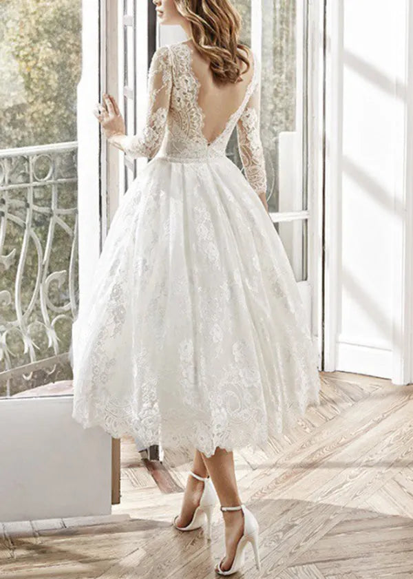 French White Slash Neck Wrinkled Patchwork Lace Dresses Summer