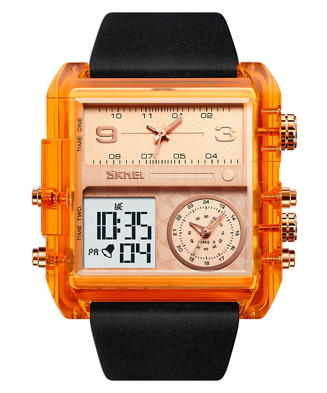 Orange Stainless Steel Sapphire Crystal Luminous Waterproof Electronic Watch