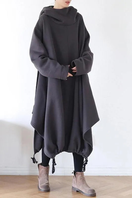 Drawstring Irregular Hem Cotton Dress