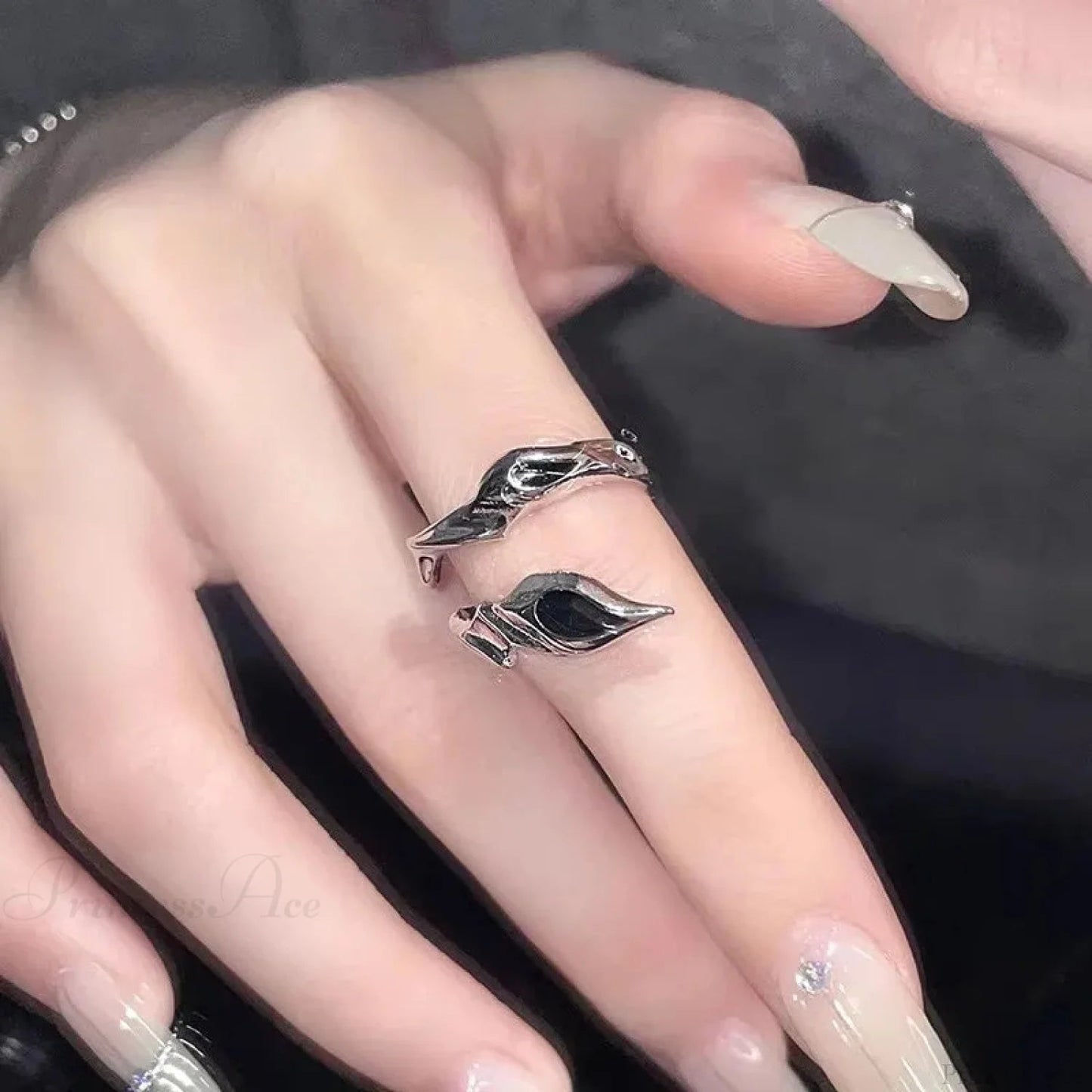 Dark Black Cross Star Ring