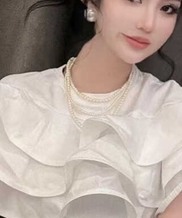 White Pearl Patchwork Beading Tassel Pendant Necklace