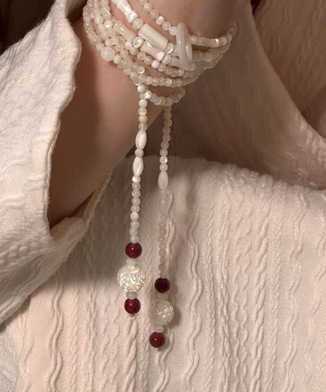 White Alloy Beading Agate Charm Bracelet