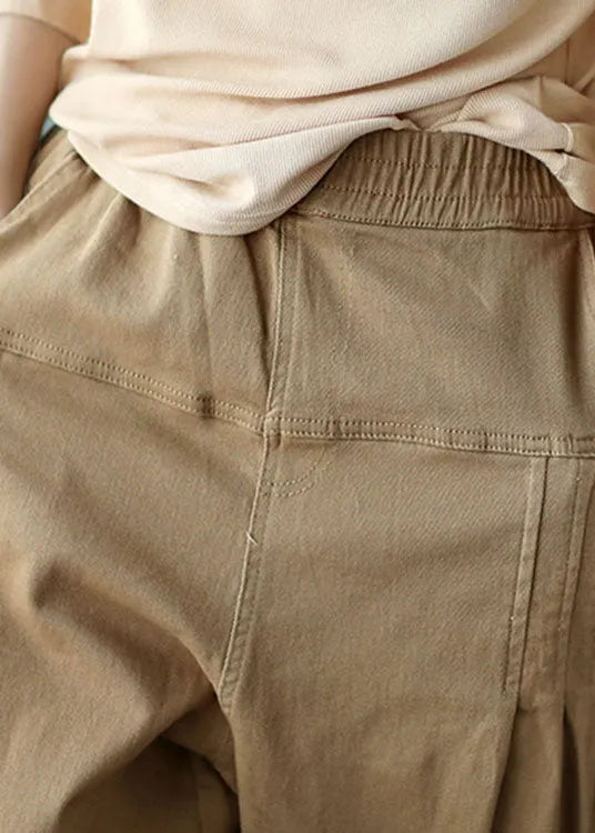 Organic Khaki Loose Pockets Harem Fall Pants