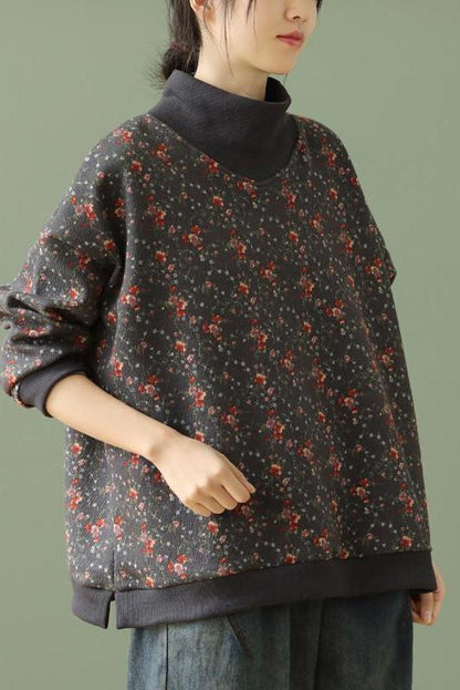 Limited Stock- Loose Print Turtleneck Blouse