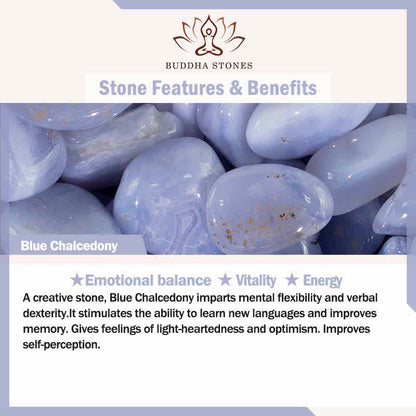 Buddha Stones Crystal Chalcedony Stone Energy Beaded Bell Charm Bracelet