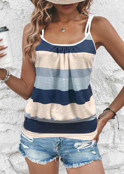 Striped Vacation Cotton Tank Top Sleeveless
