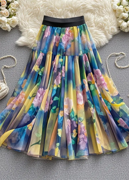Print Tulle Skirts Exra Large Hem Summer