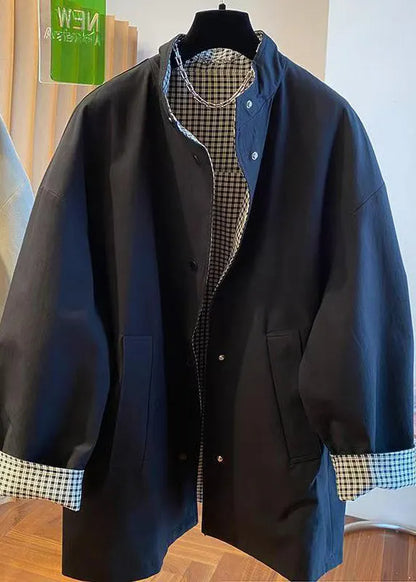 Purple Stand Collar Wear on Both Sides Cotton Jacket Fall