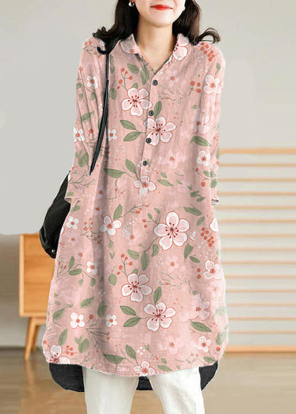 Jade White-crane Linen Linen Shirt Dress