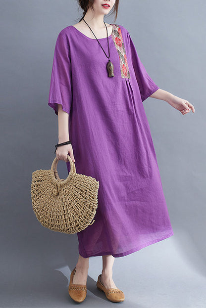 -spring Loose Embroidered Dress