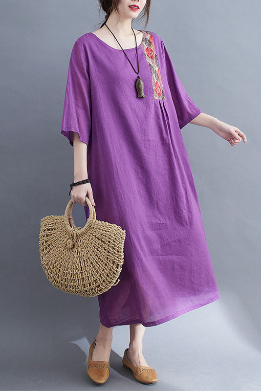 -spring Loose Embroidered Dress