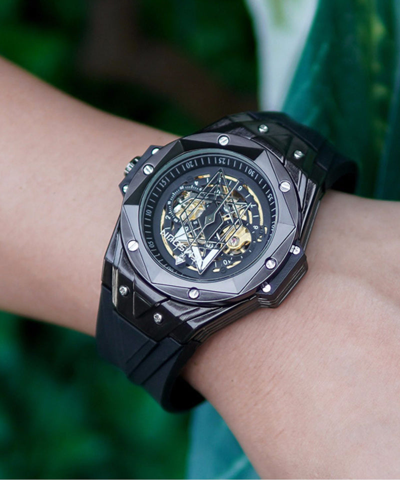 Silk Silicone Rubber Reinforced Glass Fully Automatic Machinery Watches
