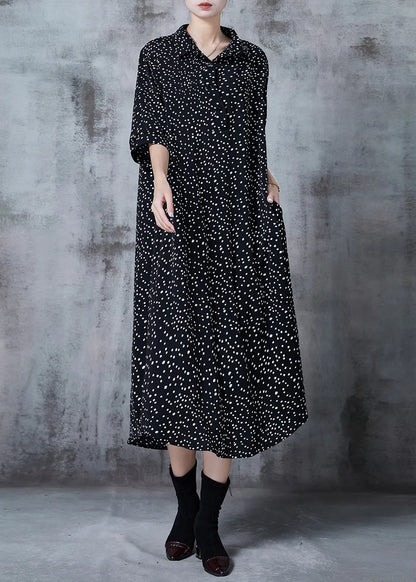 Black Oversized Print Chiffon Vacation Dresses Summer