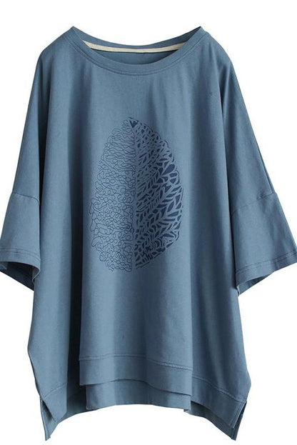 Limited Stock- Leaf Printed Summer Half Sleeve Cotton T-shirt