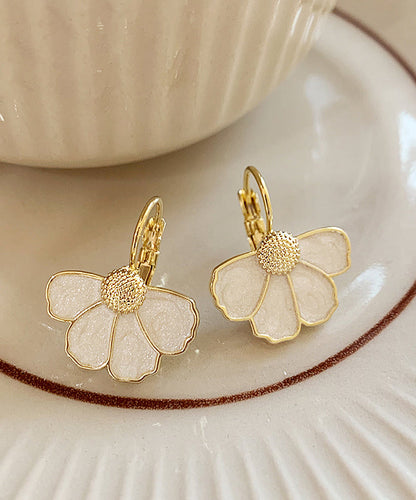 Art Gold Copper Alloy Petal Drop Earrings
