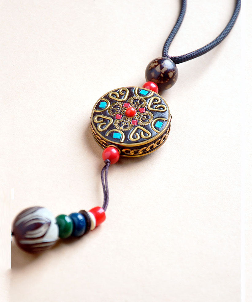 Handmade Red Agate Ping an Plaque Pendant Necklace