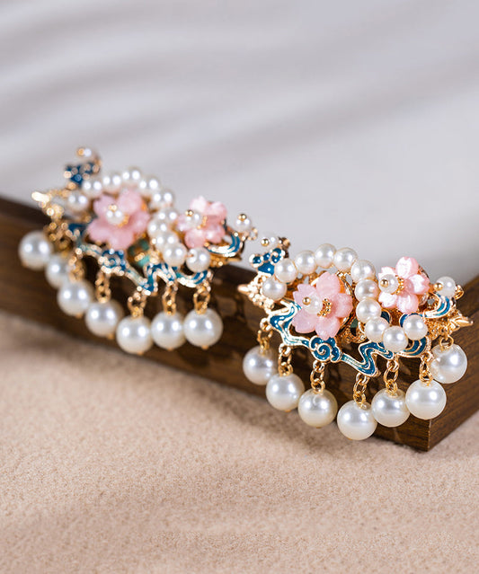 Chinese Style Gold Alloy Pearl Tassel Hairpin