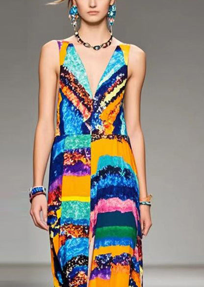 V Neck Print Chiffon Cami Dress Summer