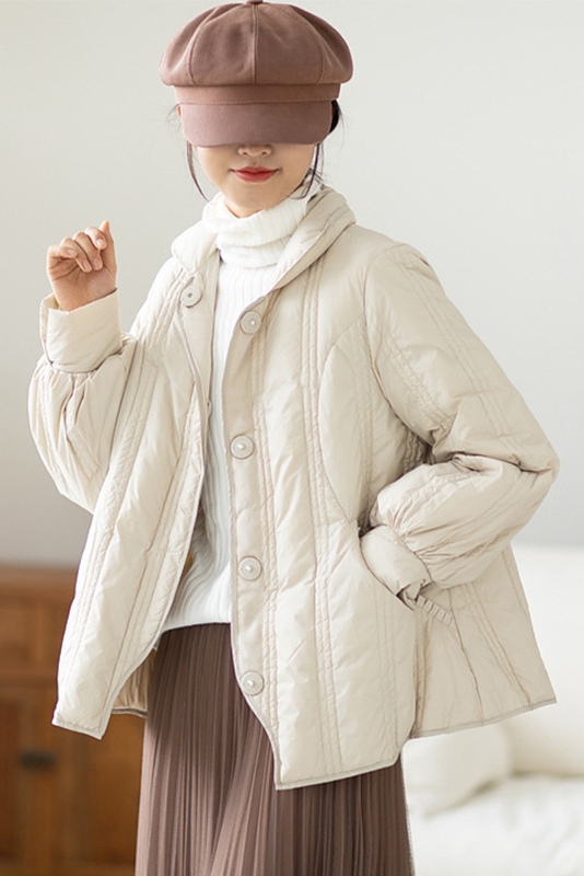 Winter Pure Color White Duck Down Jacket