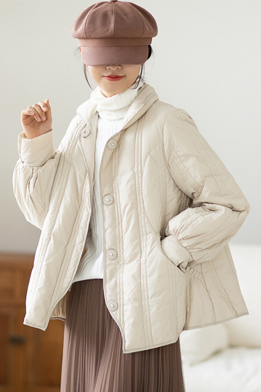 Winter Pure Color White Duck Down Jacket