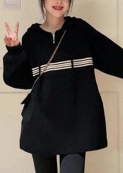 Apricot Hooded Zippered Pockets Sweatshirt Fall
